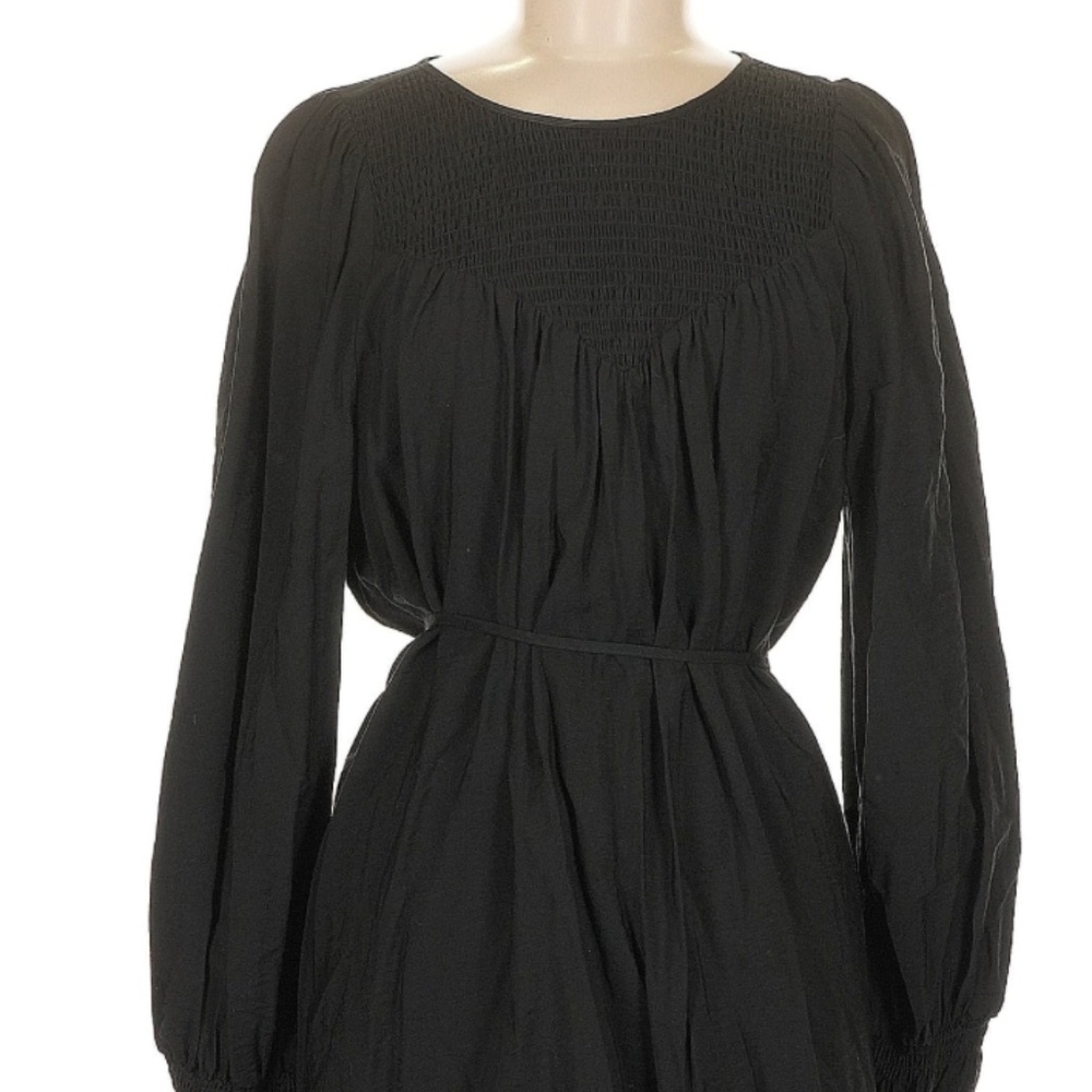 Universal Thread Black Smocked Flowy Mini Dress Womens Small Balloon Sleeve